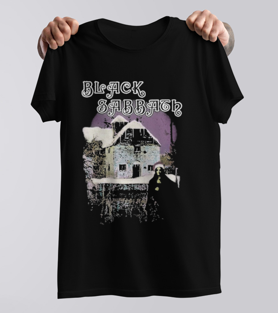 Black Sabbath Holiday Album Snowy House Scene T-Shirt