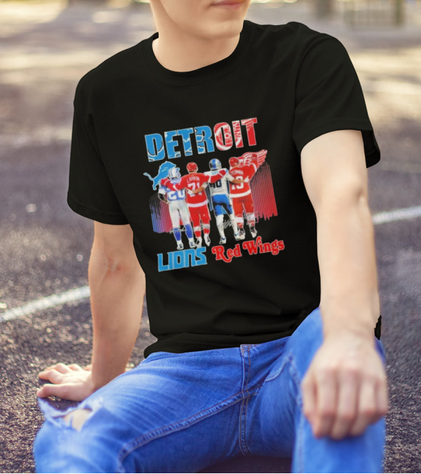 Detroit Lions Red Wings Legends Larkin Goff Yzerman T-Shirt