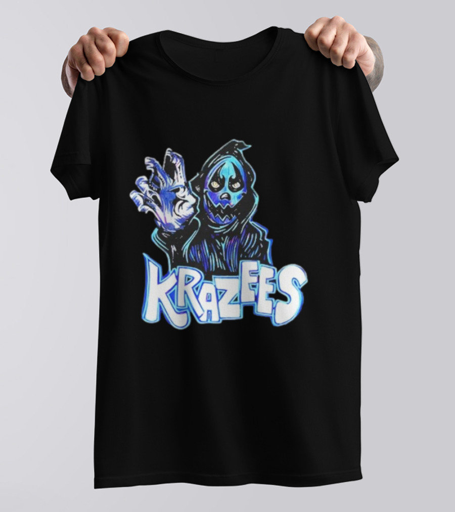 MNE Stare Krazees HOK Sent Here To Take You Creepy Masked Figure With Hand Raised T-Shirt