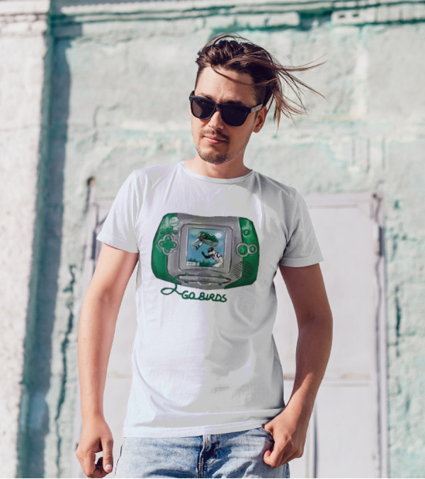 The Basement Yard Tby Radio City Ivory New Go Birds Retro Handheld Gaming Football T-Shirt