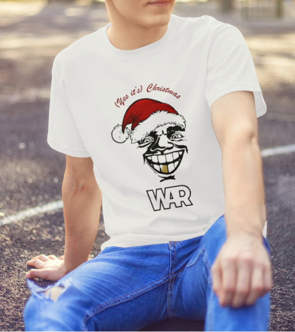 WAR Yes It’s Christmas Santa Grinning Face T-Shirt