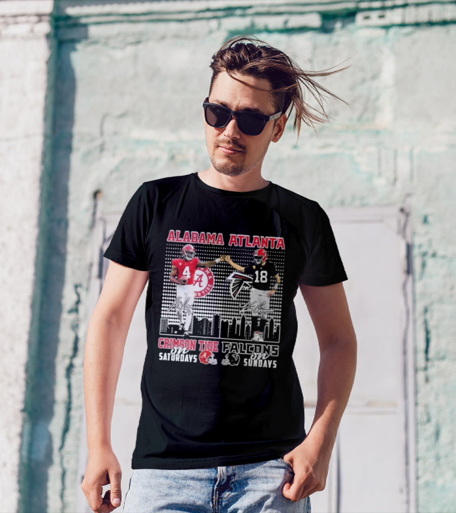 Alabama Atlanta Crimson Tide On Saturdays Falcons On Sundays T-Shirt