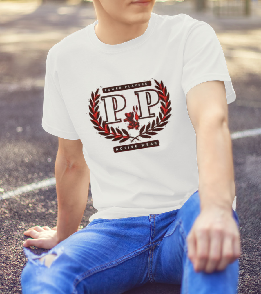 Power Players Active Wear PP Laurels Lion Emblem T-Shirt