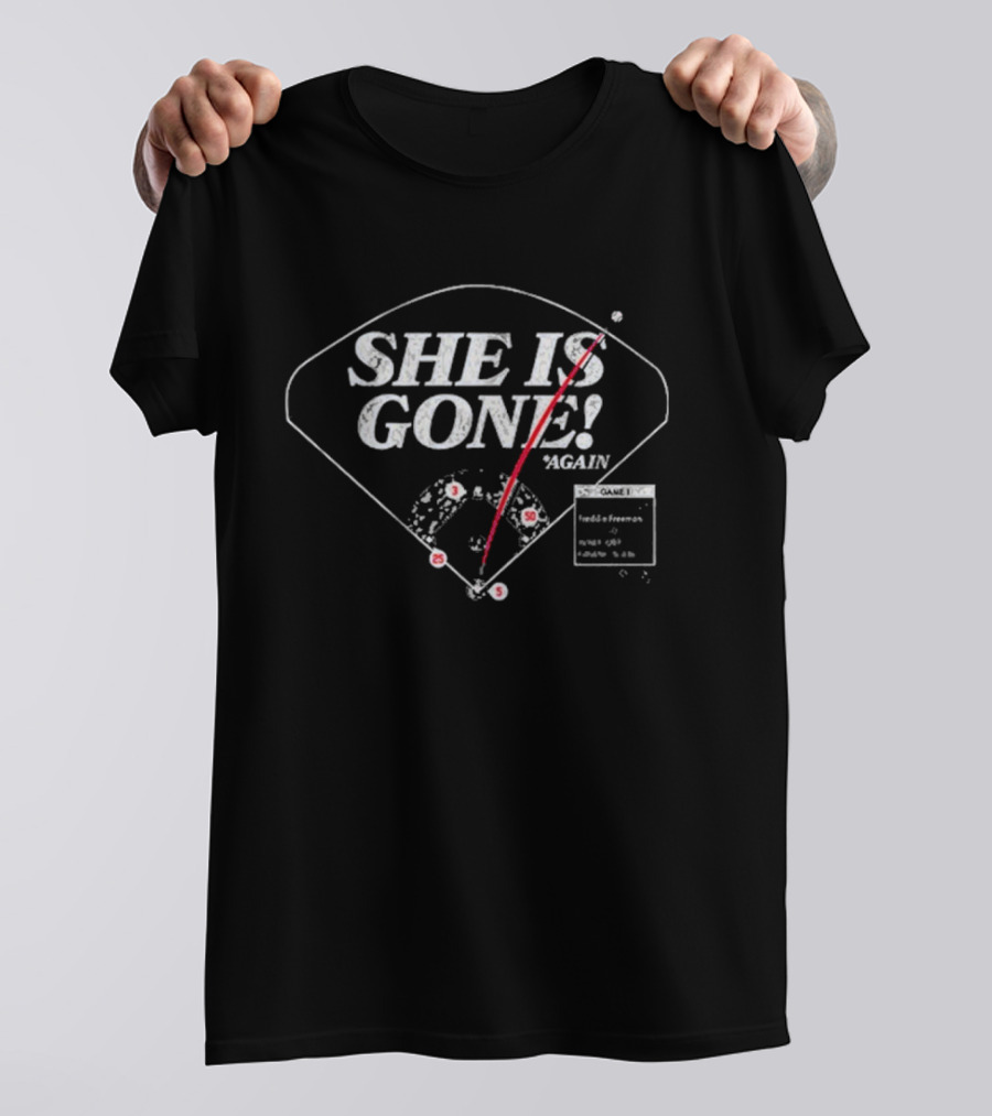 She Is Gone Again Freddie Freeman Home Run Chart T-Shirt