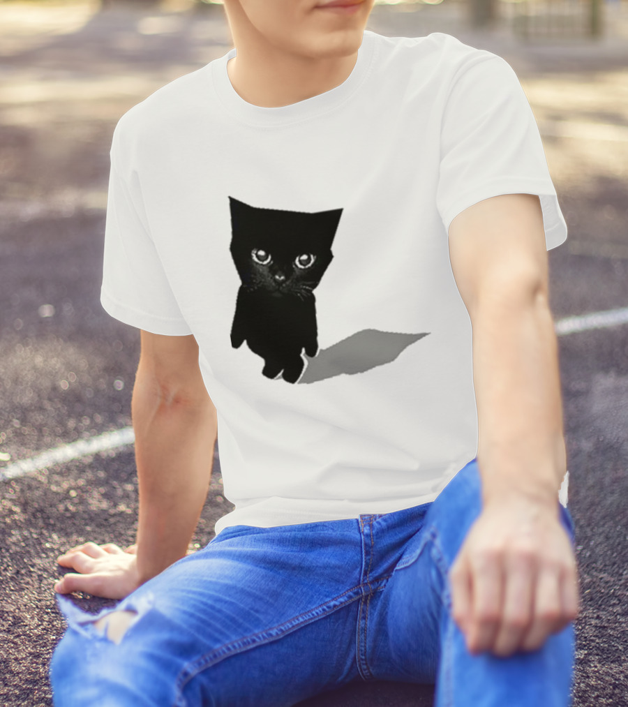 Sluj Art Bro Cute Black Cat Pixelated T-Shirt