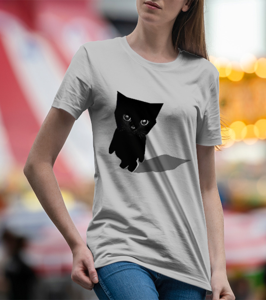 Sluj Art Bro Cute Black Cat Pixelated T-Shirt