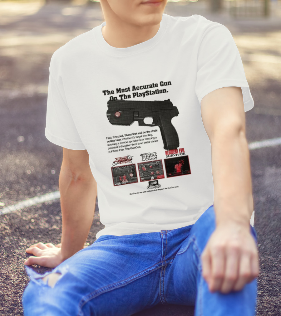 The Most Accurate Gun On The PlayStation Resident Evil Survivor Point Blank GunCon T-Shirt