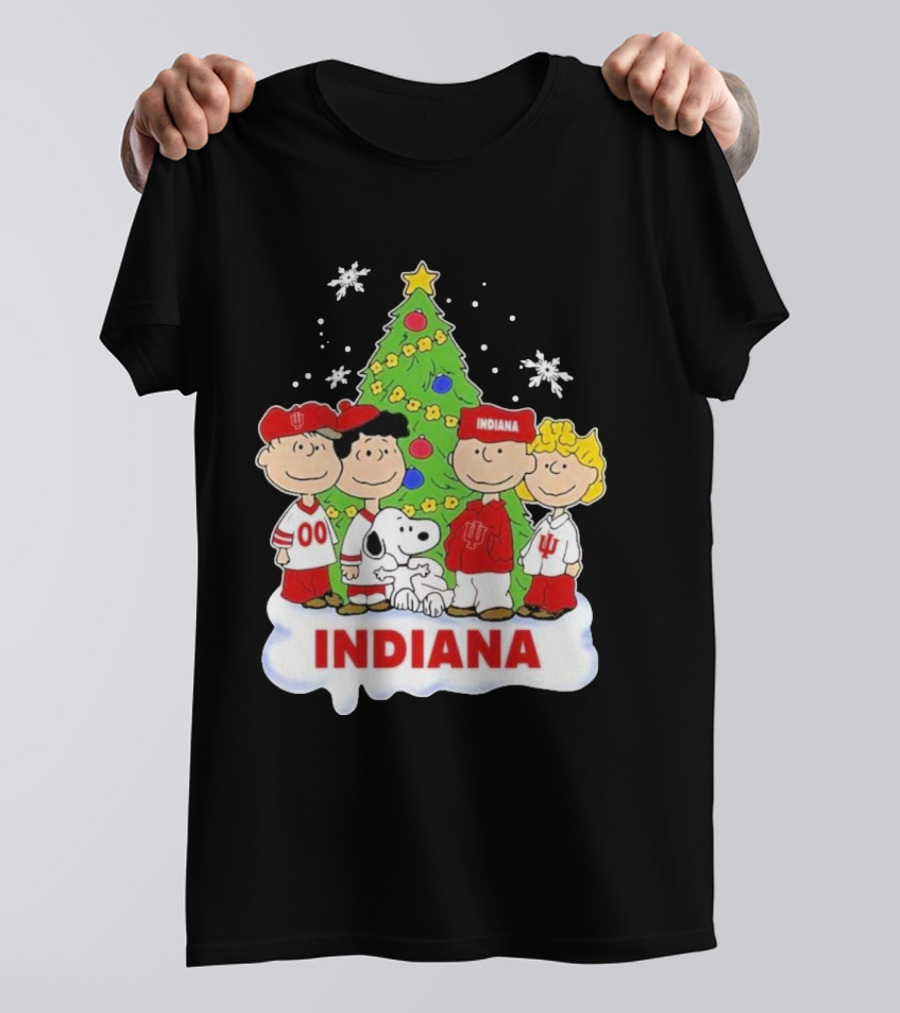 Indiana Hoosiers Snoopy Peanuts Christmas Tree Charlie Brown Lucy Linus T-Shirt