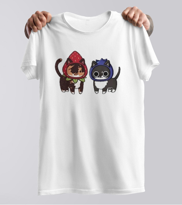 Biscuit And Muffin Fruit Cats In Strawberry And Blueberry Outfits T-Shirt