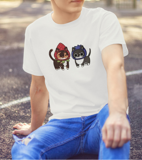 Biscuit And Muffin Fruit Cats In Strawberry And Blueberry Outfits T-Shirt
