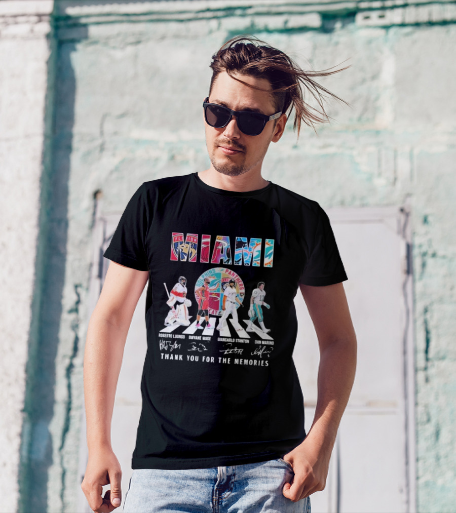 Miami Dolphins Panthers Heat Marlins Marino Luongo Wade Stanton Thank You For The Memories T-Shirt