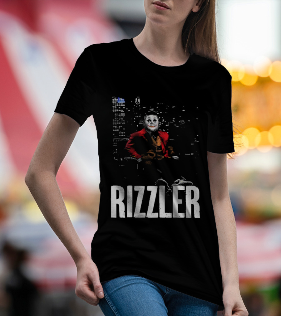 Rizzler Shitheadsteve Joker Style Cityscape Background T-Shirt