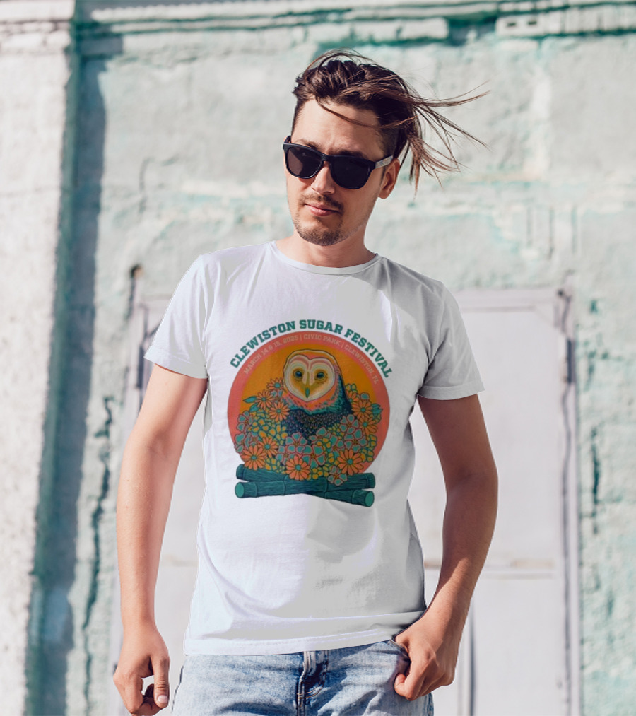 Clewiston Sugar Festival March 14-15 2025 Civic Park Clewiston FL Owl And Flowers T-Shirt