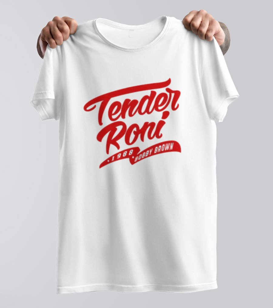 Tender Roni 1988 Bobby Brown Bold Red Lettering T-Shirt