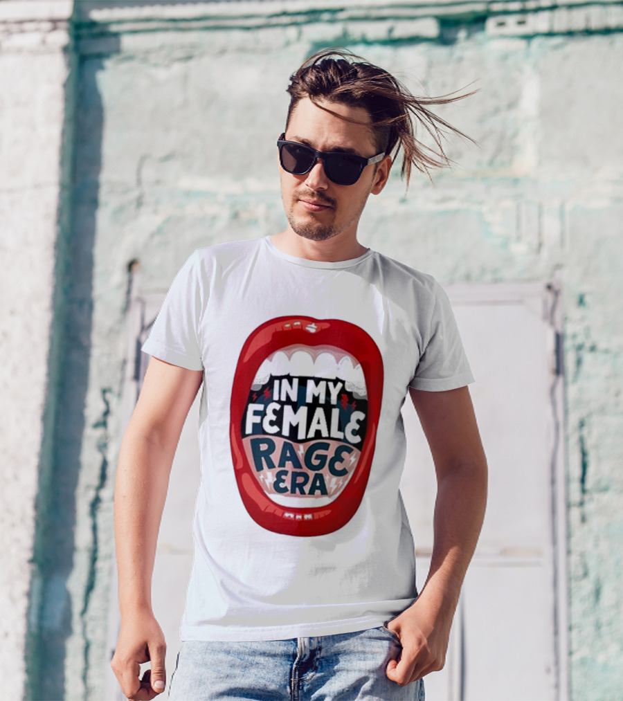The Reswiftance In My Female Rage Era Red Lips Bold Typography T-Shirt