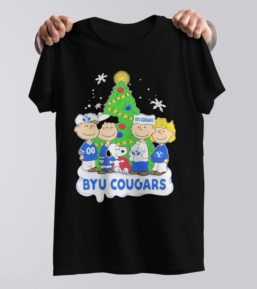 BYU Cougars Snoopy Christmas Tree Peanuts Characters T-Shirt
