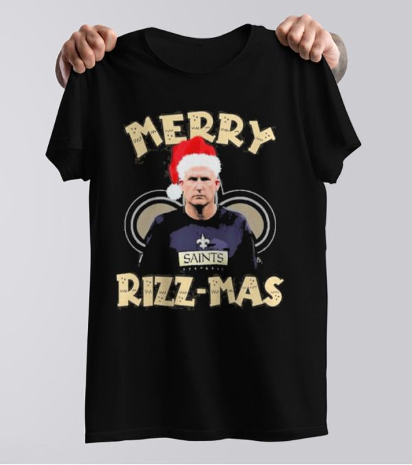 New Orleans Saints Merry Rizz-Mas Santa Hat Coach T-Shirt