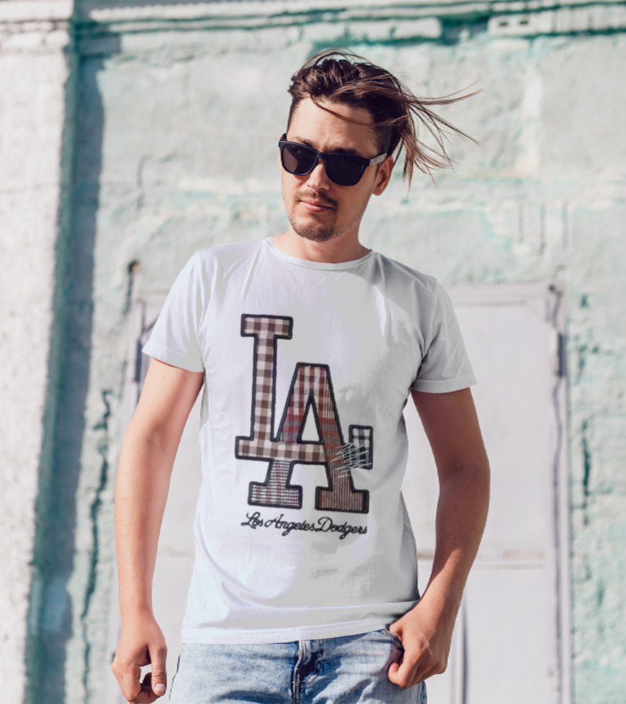Los Angeles Dodgers Preppy Plaid LA T-Shirt
