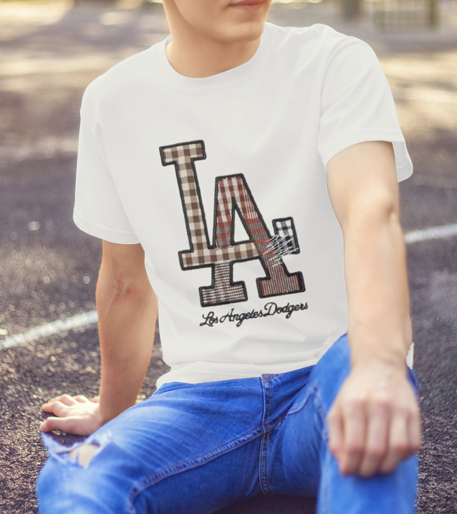 Los Angeles Dodgers Preppy Plaid LA T-Shirt