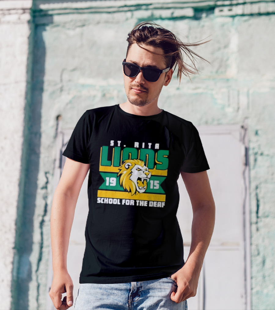 St. Rita Lions 1915 School For The Deaf Roaring Lion Emblem T-Shirt