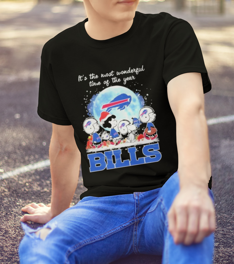 It's The Most Wonderful Time Of The Year Buffalo Bills Peanuts Football Holiday T-Shirt