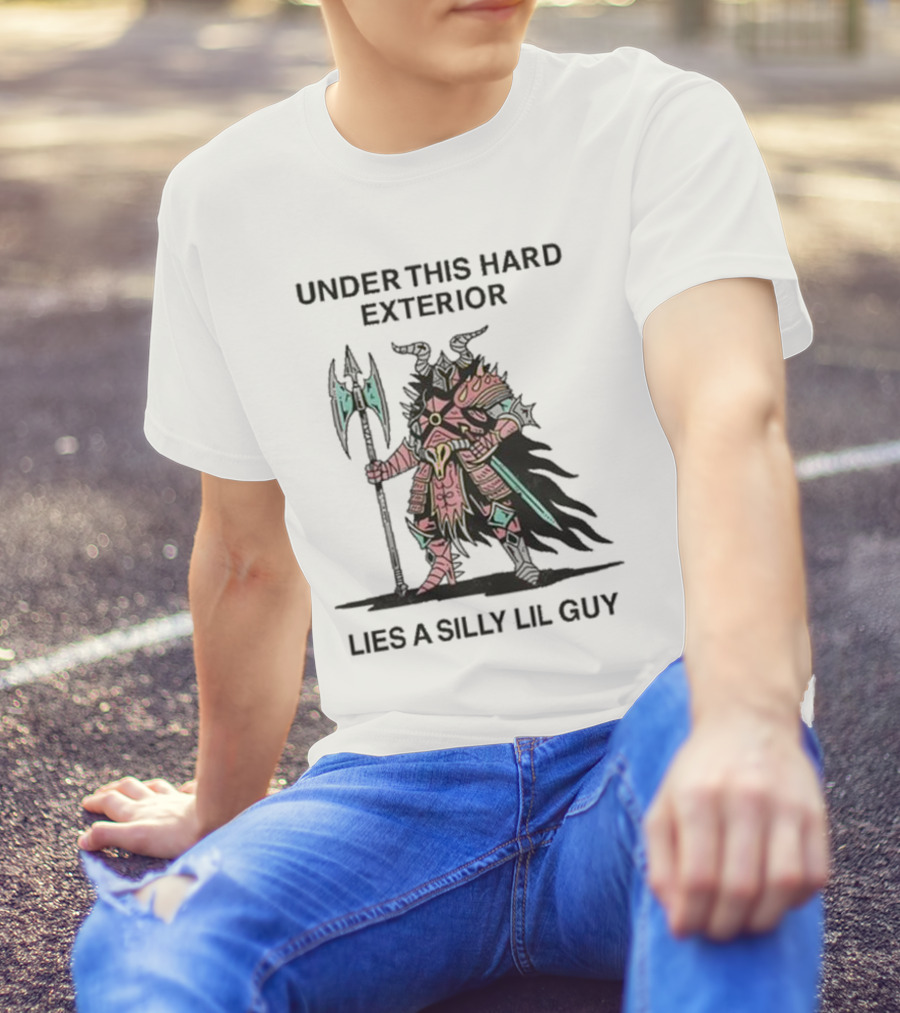 Under This Hard Exterior Lies A Silly Lil Guy Warrior With Axe And Horned Helmet T-Shirt
