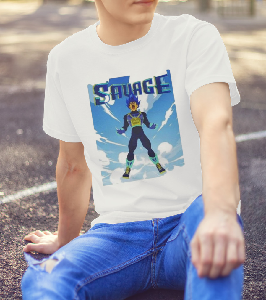 Vegeta Blue Saiyan Savage Super Warrior Transformation Scene T-Shirt