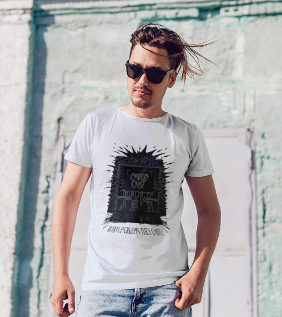 Creepcast Who Up Creepin They Cast Black Computer Monster T-Shirt