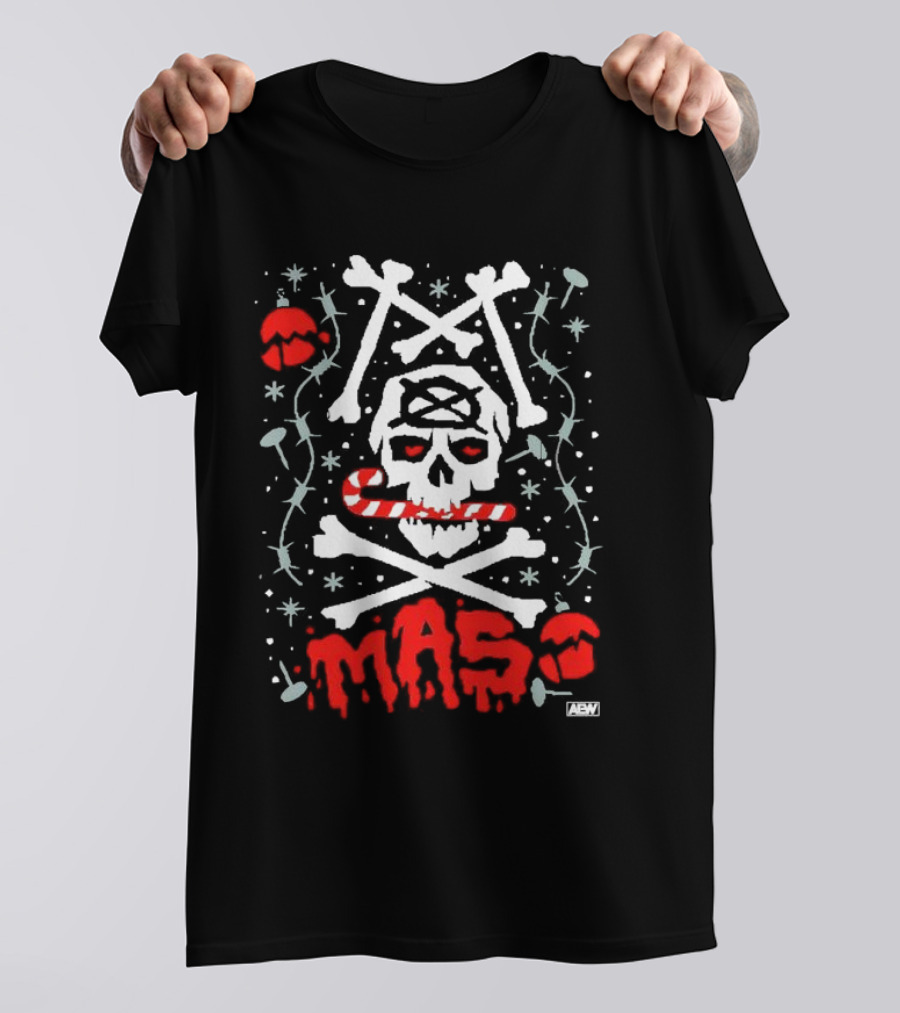 AEW Jon Moxley Xmas Skull Candy Cane Holiday T-Shirt