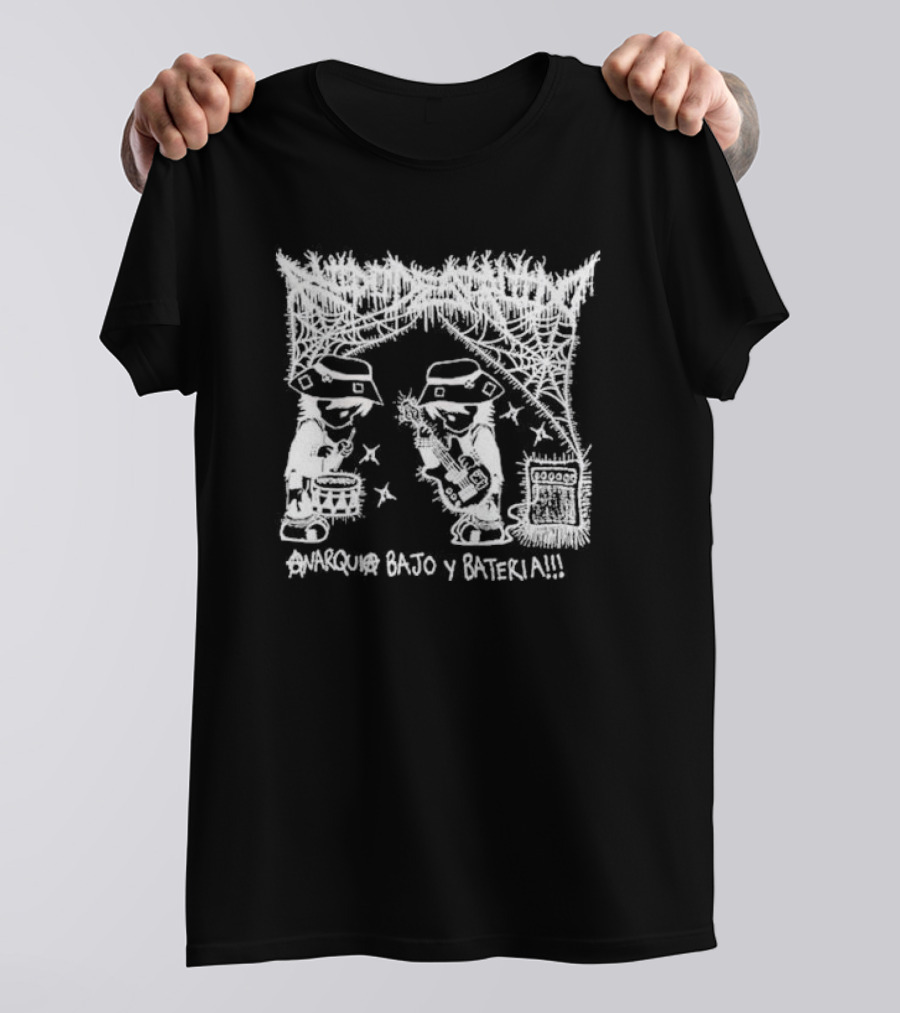 Destruido Ruido Anarquía Bajo Y Batería Ilustración De Música Punk Rock T-Shirt