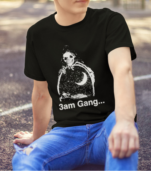 Sematary Grave Man 3 Am Gang Skeleton Moon Motif T-Shirt