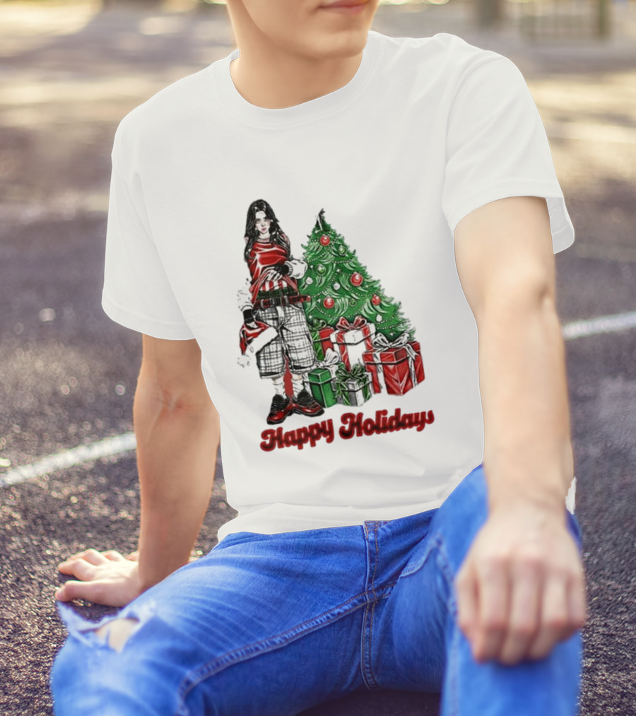 Happy Holidays From Billie Eilish Christmas Tree And Gifts T-Shirt