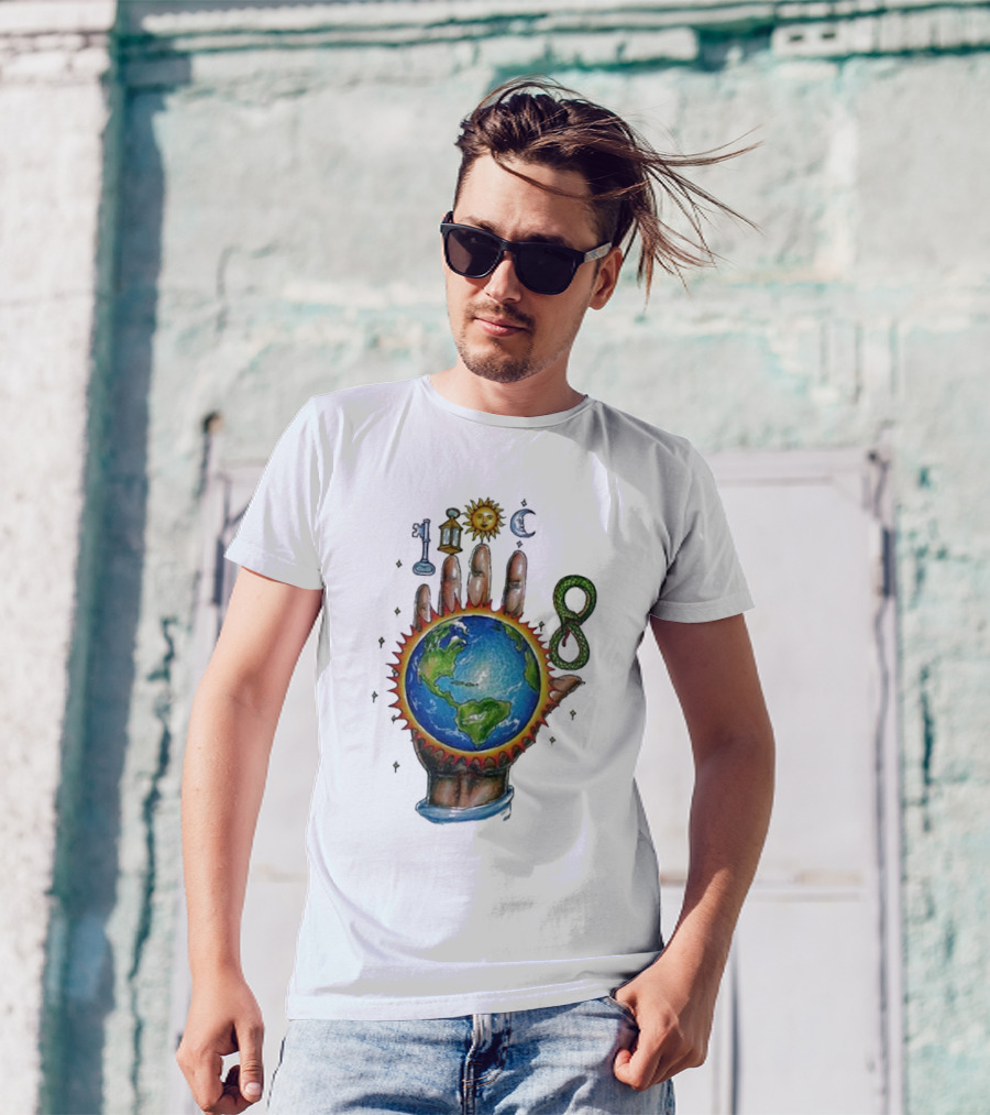 John Summit World Sun Moon Palm Symbol 8 Snake T-Shirt