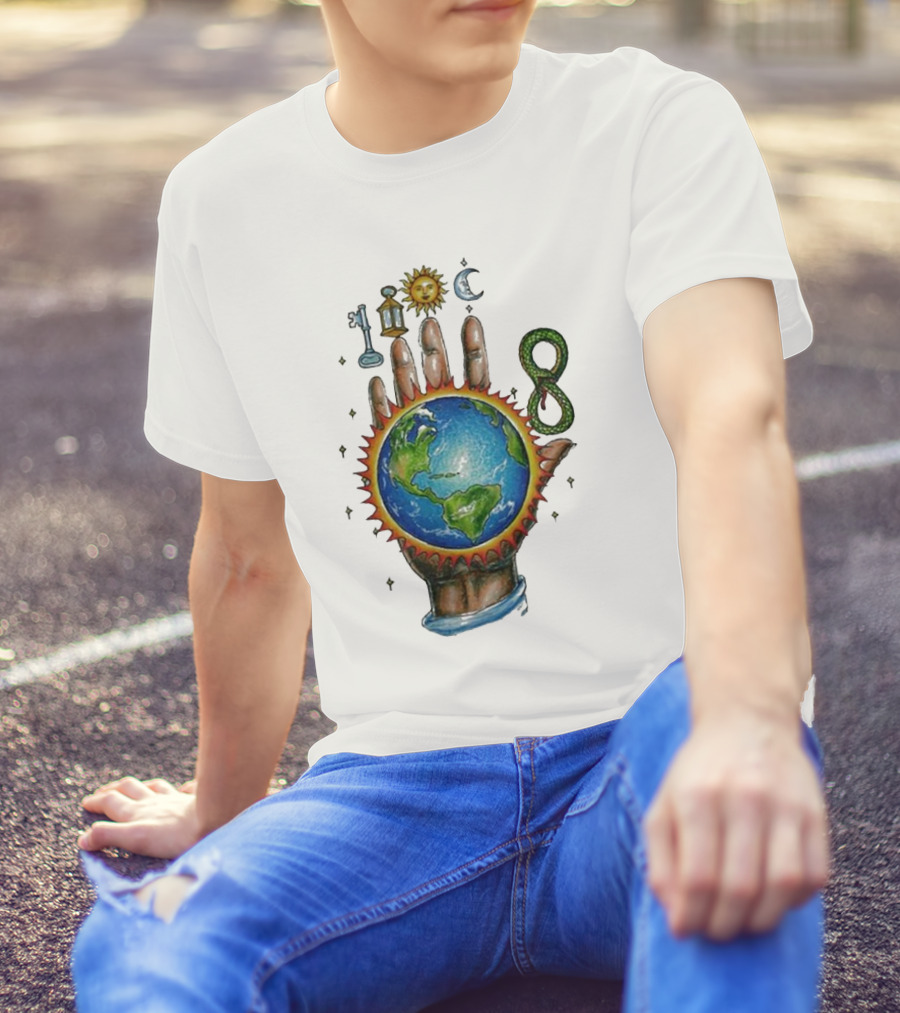 John Summit World Sun Moon Palm Symbol 8 Snake T-Shirt