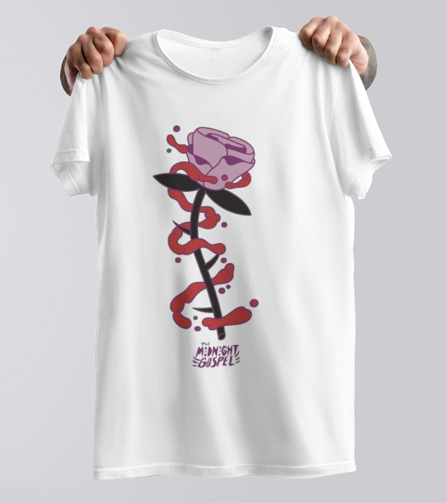 The Midnight Gospel Rose With Purple Shades And Love Swirls T-Shirt