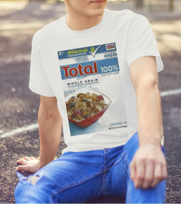 Total 100% Nutrition Whole Grain Crunchy Wheat Flakes Breakfast Cereal Box T-Shirt