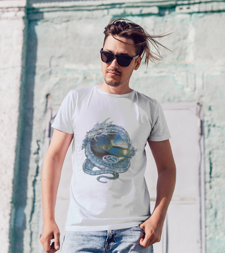 Yardsale Wave Serpent Dragon Landscape Sphere T-Shirt