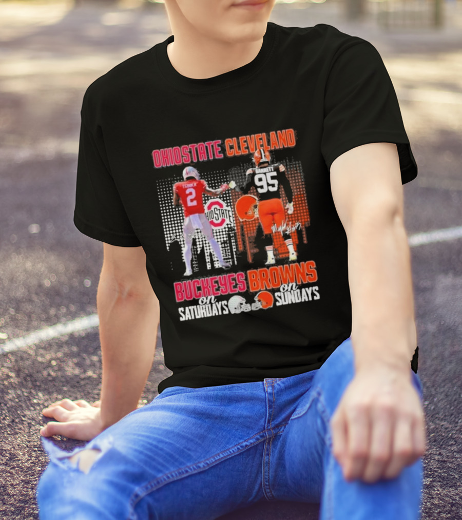 Ohio State Cleveland Buckeyes Browns On Saturdays On Sundays T-Shirt