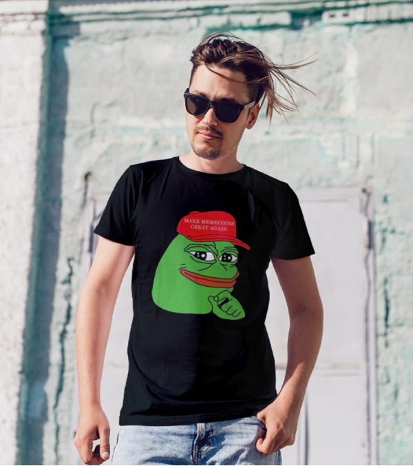 Pepe Make Memecoins Great Again Red Hat Meme Character T-Shirt