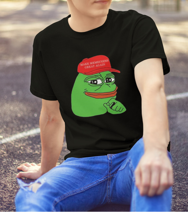 Pepe Make Memecoins Great Again Red Hat Meme Character T-Shirt