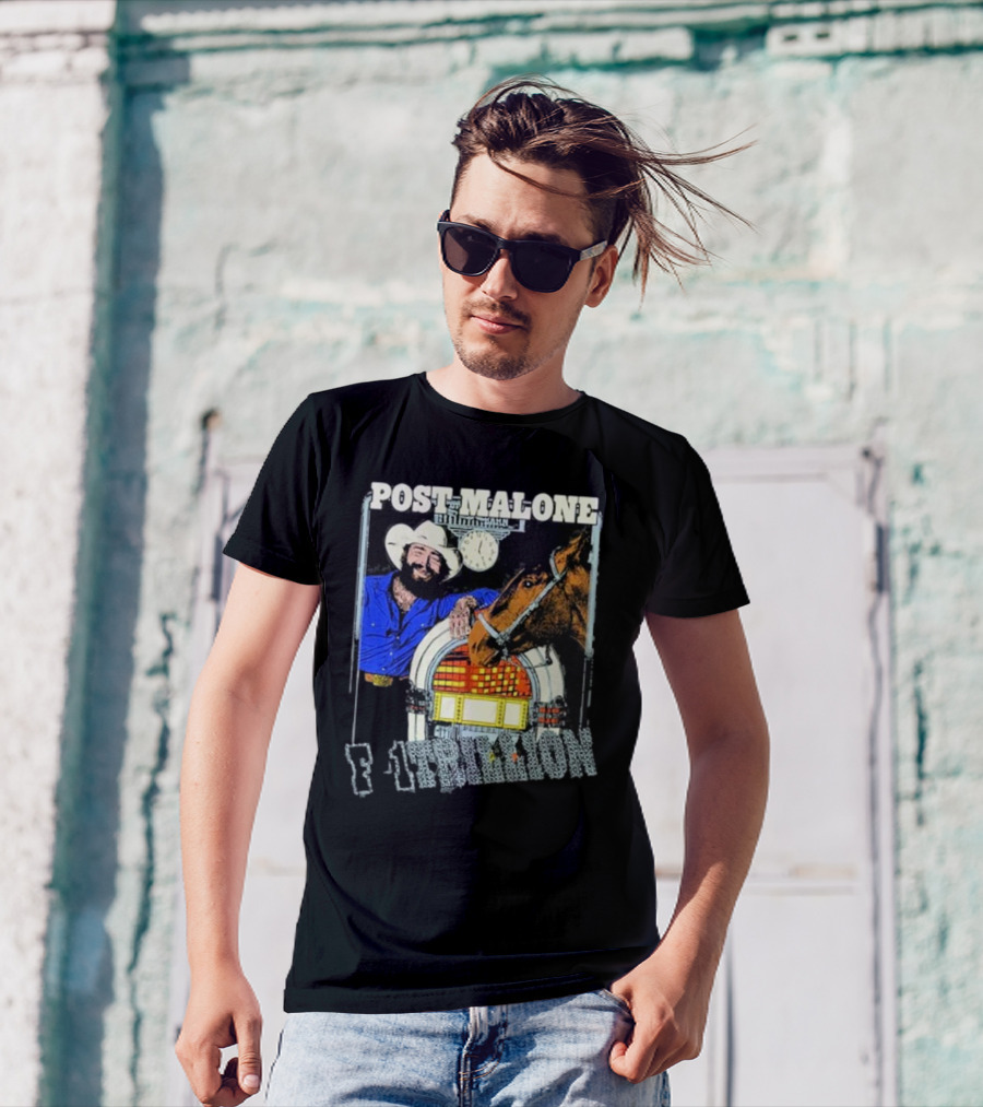 Post Malone F-1 Trillion Juke Box Cowboy And Horse Scene T-Shirt