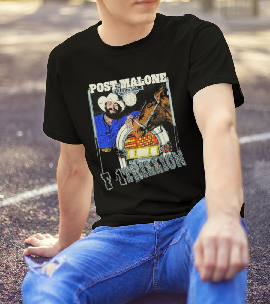Post Malone F-1 Trillion Juke Box Cowboy And Horse Scene T-Shirt
