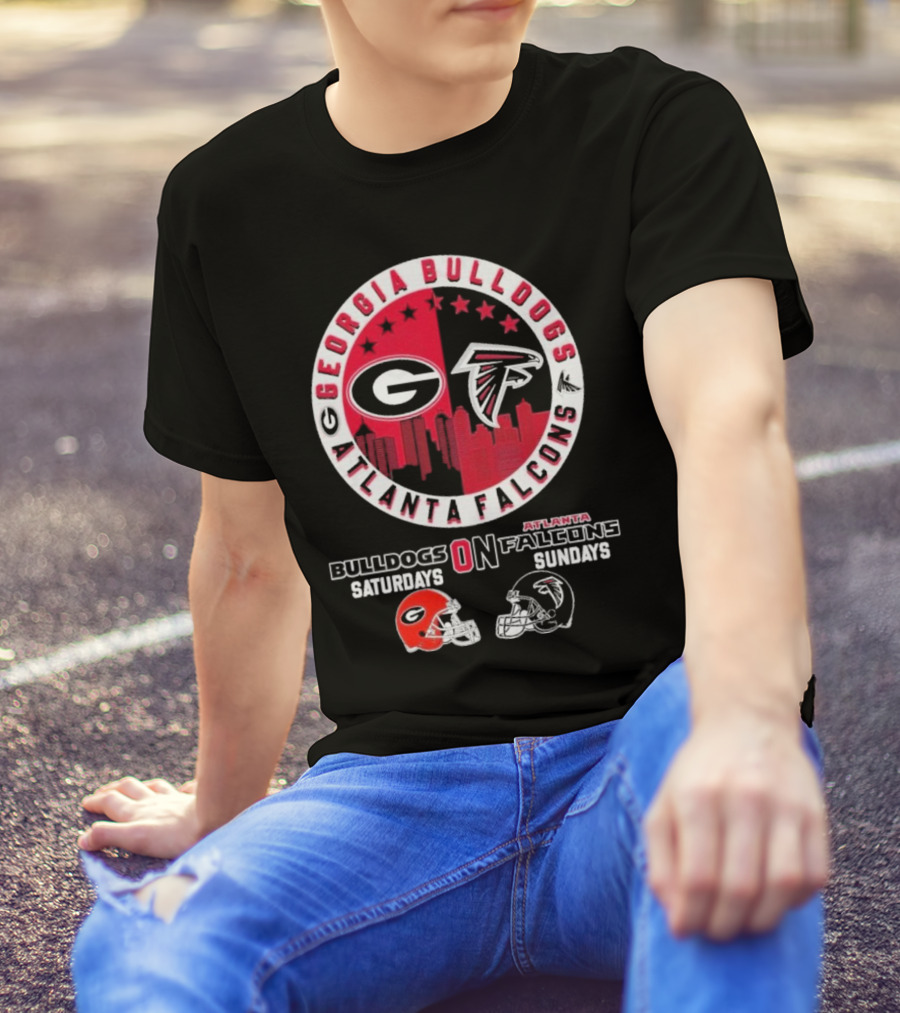 Georgia Bulldogs Saturdays Atlanta Falcons Sundays Football Fans T-Shirt