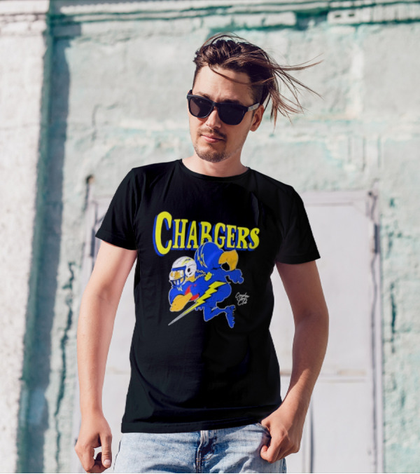 Chargers Crenshaw Skate Club Football Player Lightning T-Shirt