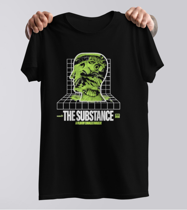The Substance A Film By Coralie Fargeat MUDB Grand Studio Head On Grid With Eye And Mouth T-Shirt