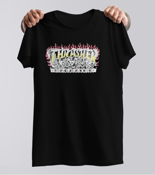 Thrasher Magazine Flaming Skull Graphics T-Shirt