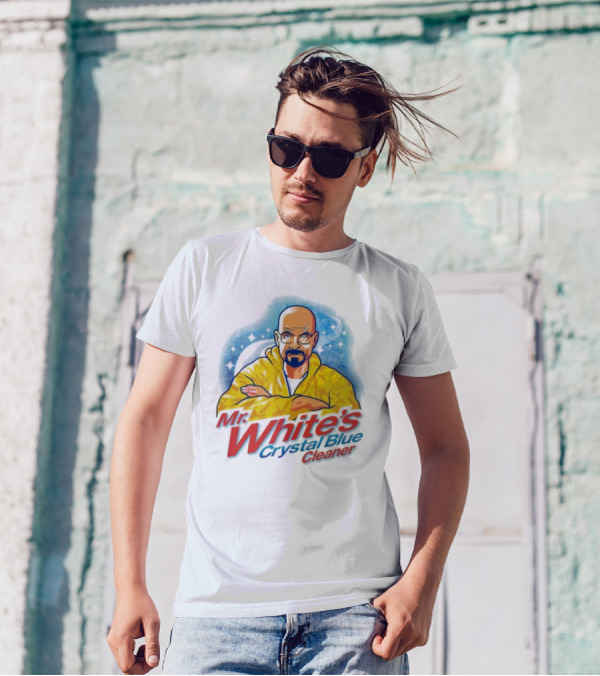 Mr. White's Crystal Blue Cleaner Breaking Bad Iconic Yellow Jacket Character T-Shirt