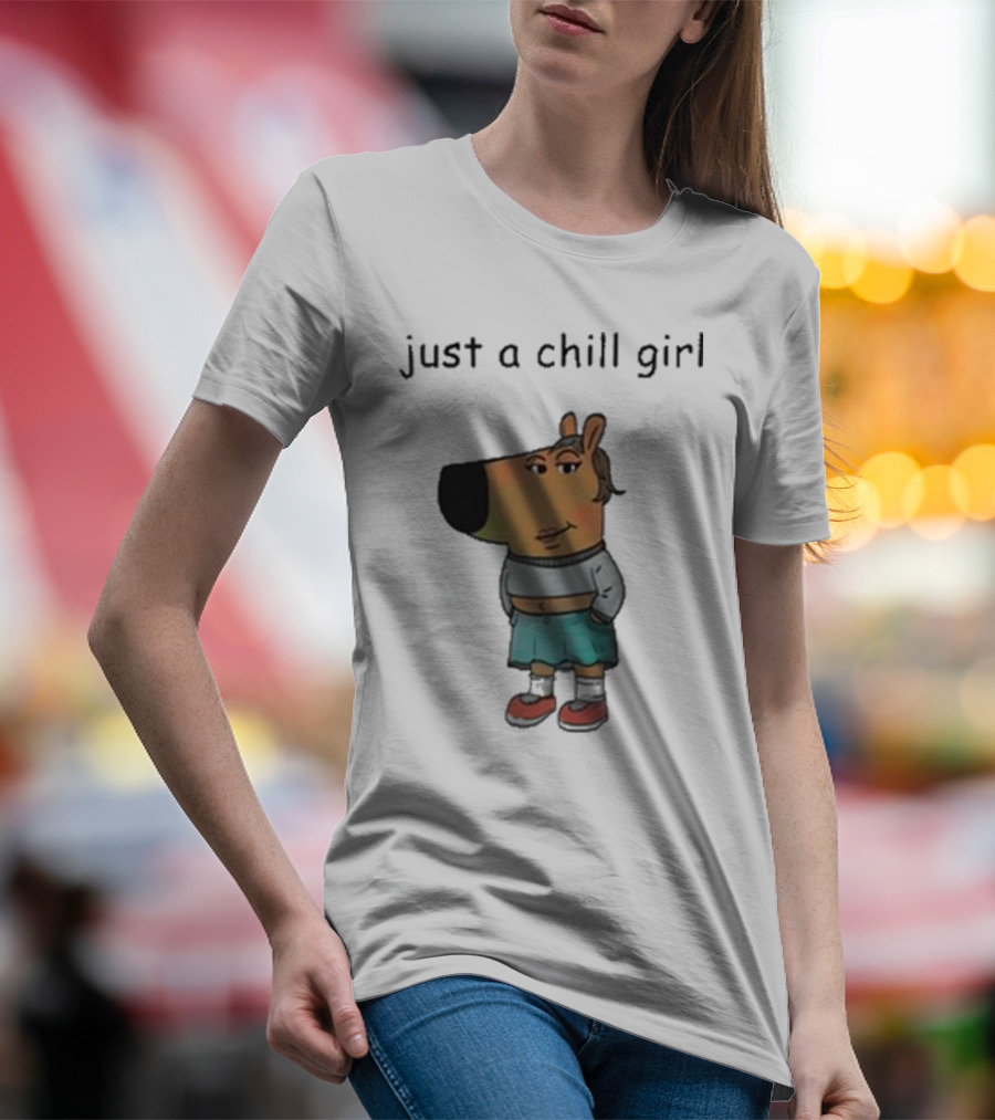 Just A Chill Girl Sweatshirt Wearing Character With Crossed Arms And Sneakers T-Shirt