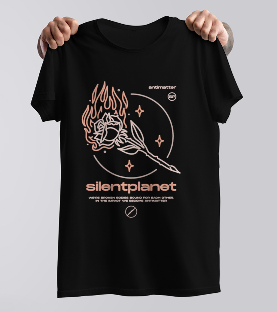 Silent Planet Antimatter Flaming Rose And Stars T-Shirt