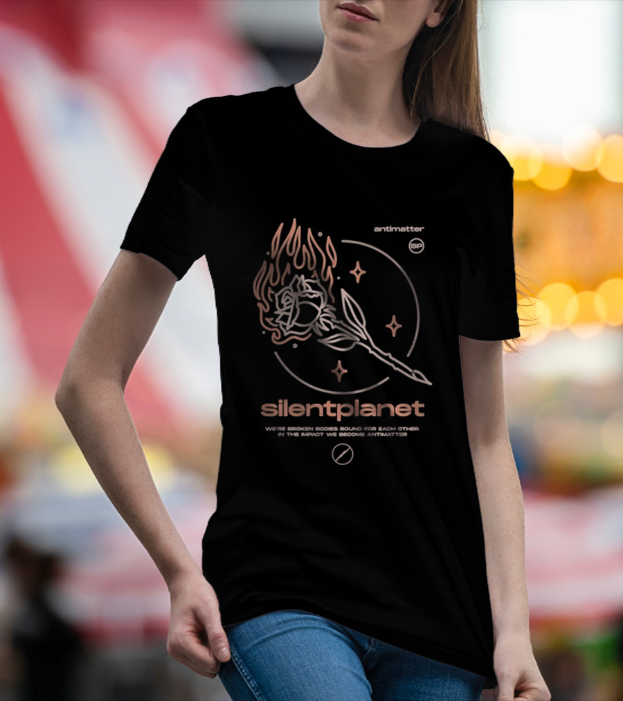 Silent Planet Antimatter Flaming Rose And Stars T-Shirt